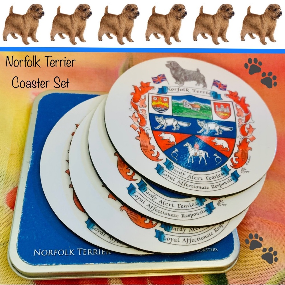 Vintage Norfolk Terrier Coaster Set